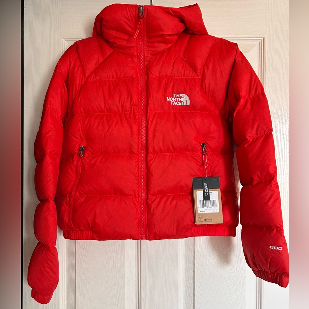 The North Face red puffer jacket